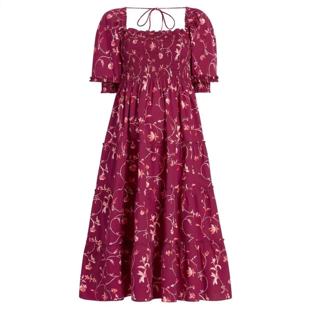 Hill House Home Nesli Nap Dress Burgundy Botanical